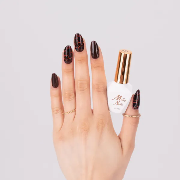 Lakier Hybrydowy do Paznokci MOLLYNAILS 8g Crackle Gel Black Nr158