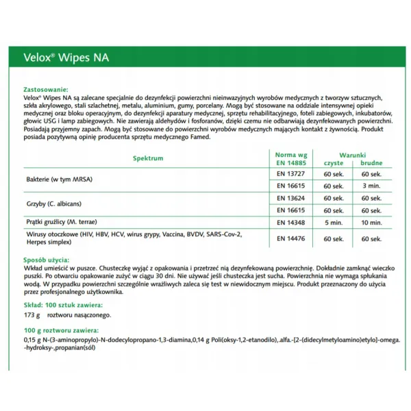 Chusteczki do dezynfekcji Medisept Velox Wipes