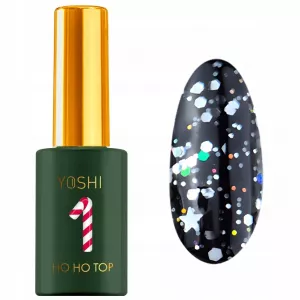 Yoshi Top Hybrydowy Do Paznokci HoHoTop 10ml - No.01 Srebrne Białe Drobinki