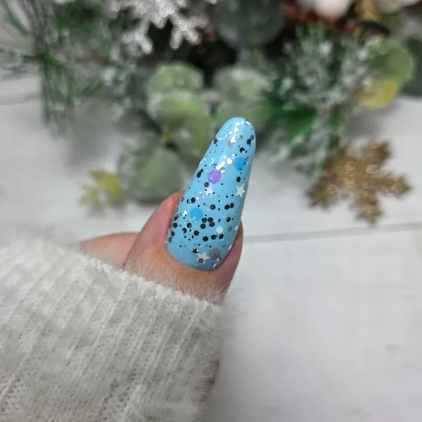 Yoshi Top Hybrydowy Do Paznokci HoHoTop 10ml - No.01 Srebrne Białe Drobinki