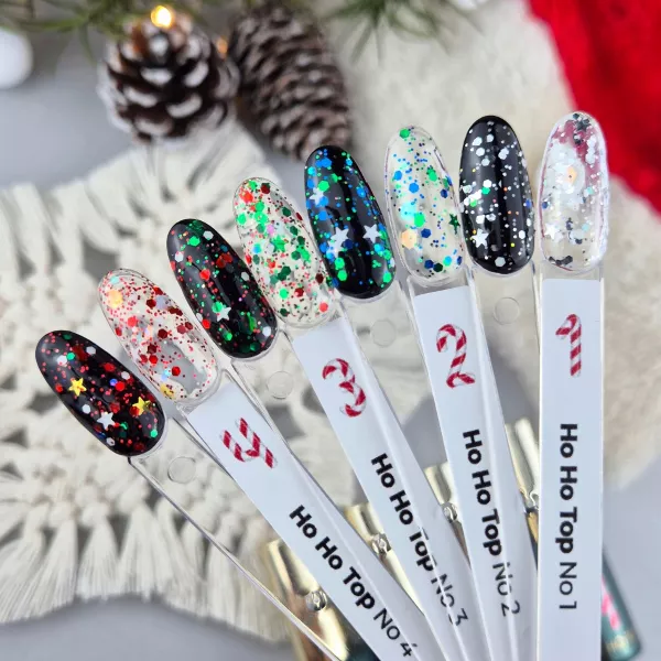 Yoshi Top Hybrydowy Do Paznokci HoHoTop 10ml - No.02 Zielone Drobiny Błękit