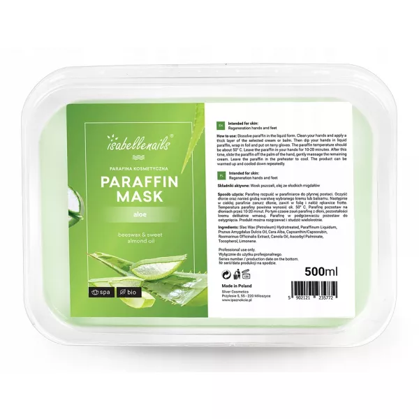 PARAFINA Kosmetyczna do stóp dłoni 500ml Aloesowa Isabellenails