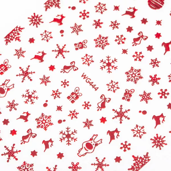 Naklejki Do Zdobienia Paznokci Samoprzylepne Świąteczne Czerwone WG444