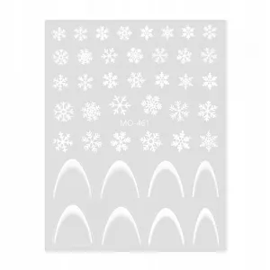 Naklejki Do Paznokci Samoprzylepne Świąteczne Śnieżynki Białe French MO-461