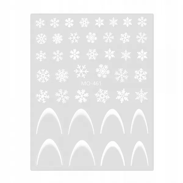 Naklejki Do Paznokci Samoprzylepne Świąteczne Śnieżynki Białe French MO-461