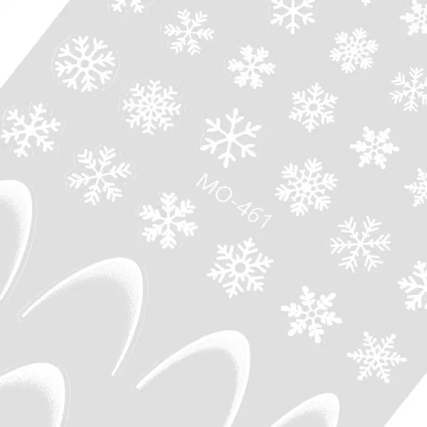 Naklejki Do Paznokci Samoprzylepne Świąteczne Śnieżynki Białe French MO-461