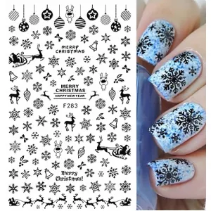 Naklejki Do Paznokci Samoprzylepne Świąteczne Czarne F283