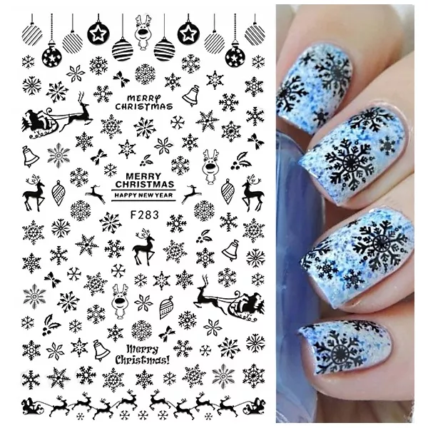 Naklejki Do Paznokci Samoprzylepne Świąteczne Czarne F283