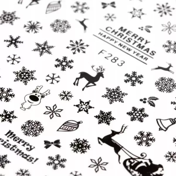 Naklejki Do Paznokci Samoprzylepne Świąteczne Czarne F283