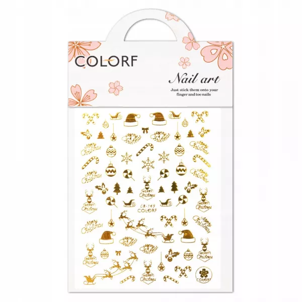 Naklejki Do Paznokci Cienkie Samoprzylepne Świąteczne Złote CB-149