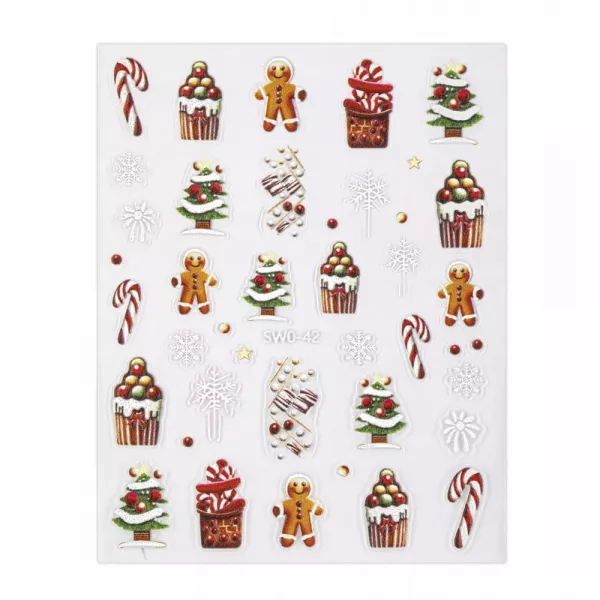 Naklejki Do Zdobienia Paznokci Samoprzylepne Świąteczne Zimowe SW0-42
