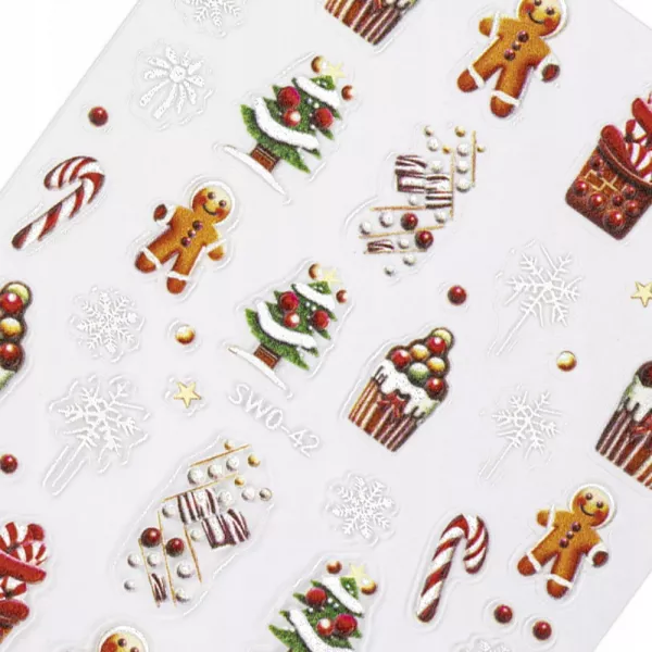 Naklejki Do Zdobienia Paznokci Samoprzylepne Świąteczne Zimowe SW0-42