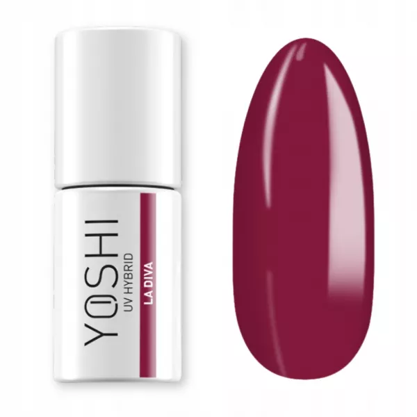 Yoshi Lakier Hybrydowy 243 La Diva 6 ml – TPO-free czerwono-bordowy