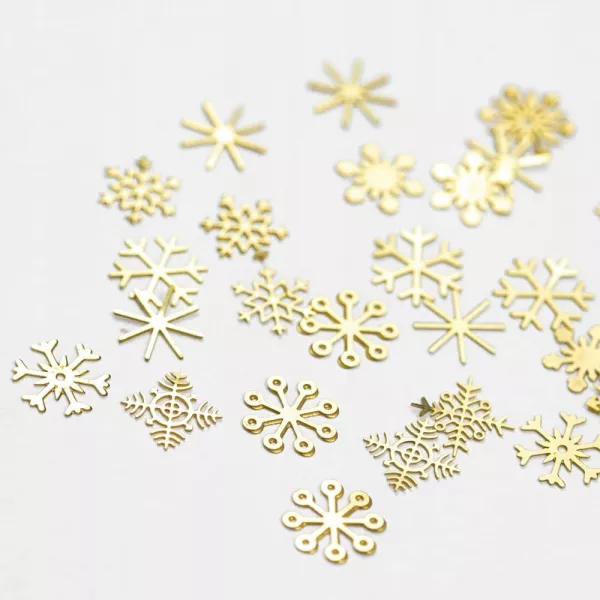 Ozdoby Do Paznokci Snowflakes Świąteczne Śnieżynki w Słoiczku Złote