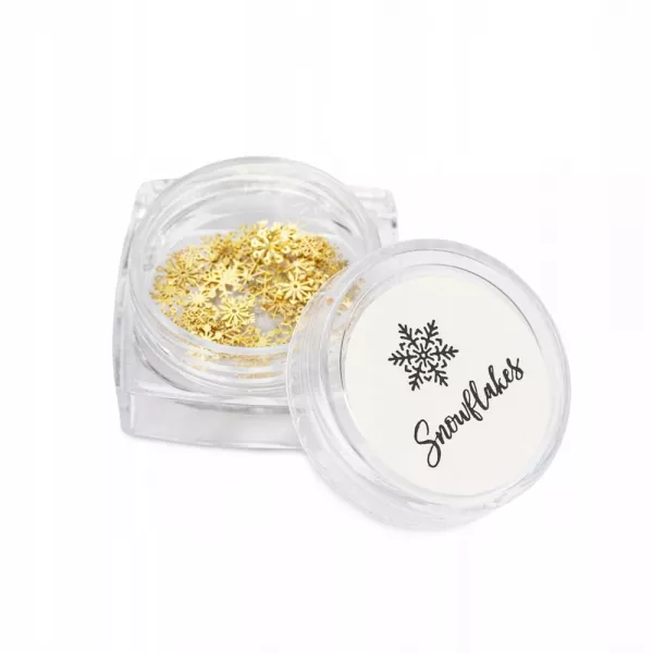 Ozdoby Do Paznokci Snowflakes Świąteczne Śnieżynki w Słoiczku Złote