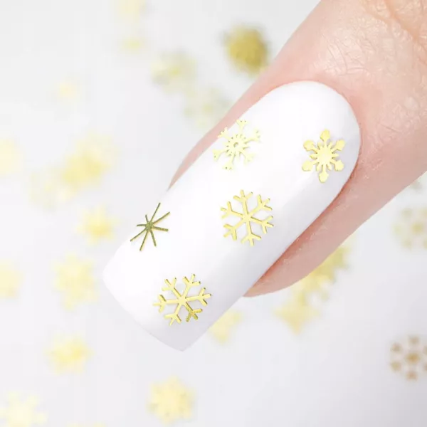 Ozdoby Do Paznokci Snowflakes Świąteczne Śnieżynki w Słoiczku Złote