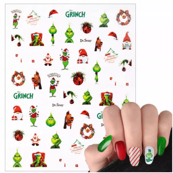 Naklejki Samoprzylepne Cienkie Świąteczne Grinch MS-C263