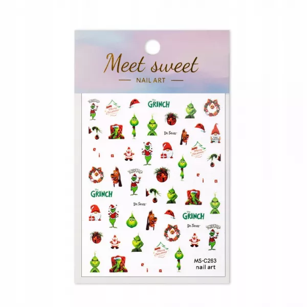 Naklejki Samoprzylepne Cienkie Świąteczne Grinch MS-C263