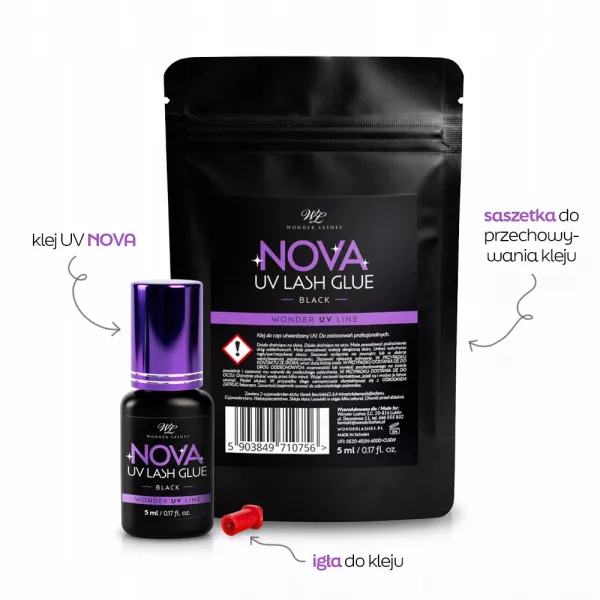 Klej do rzęs UV 5ml NOVA Wonder Lashes | bez TPO|do przedłużania rzęs LED