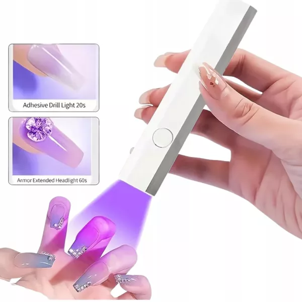 Mini lampa do paznokci UV LED latarka przenośna USB 3W biała