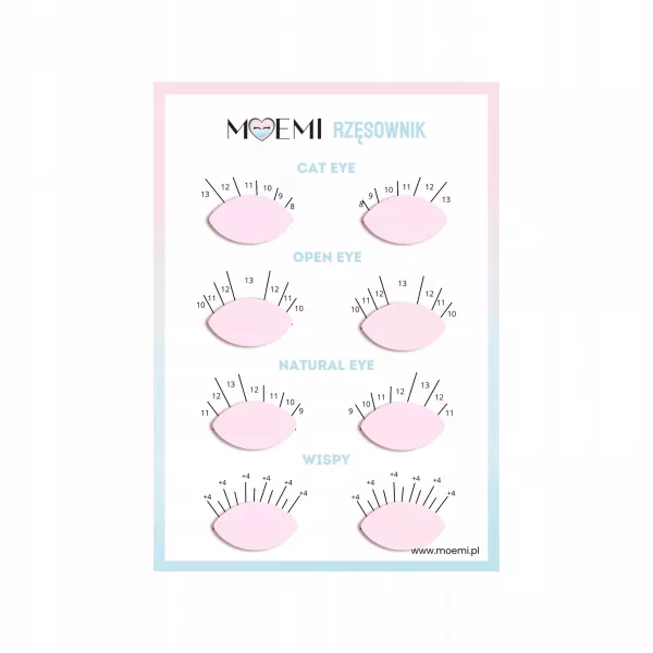 Moemi Karta Pracy Do Ćwiczeń Przedłużania Rzęs Efekty
