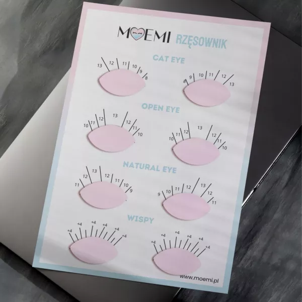 Moemi Karta Pracy Do Ćwiczeń Przedłużania Rzęs Efekty