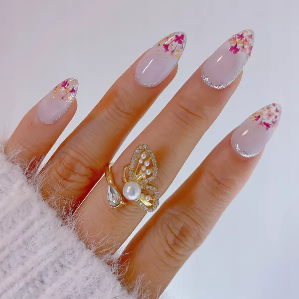 Suszone Kwiatki Do Paznokci Peach Pink