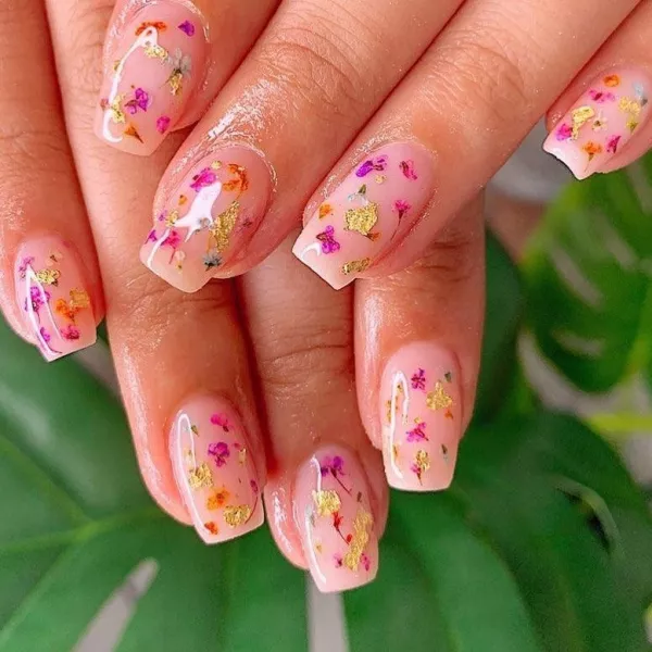 Suszone Kwiatki Do Paznokci Peach Pink