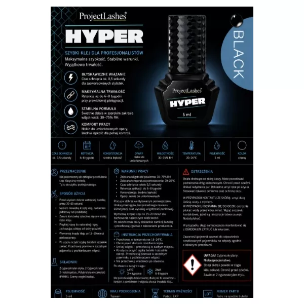 ProjectLashes Klej do przedłużania rzęs HYPER Mega Mocny 5ml