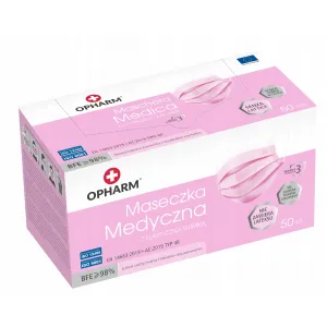 Maska Medyczna Opharm 50 sztuk pudełko brzoskwiniowa 50 szt