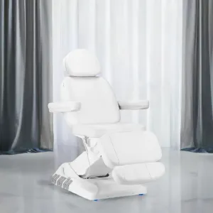 Elektryczny fotel kosmetyczny SILLON Luxury 3 silniki biały sterowanie nożne