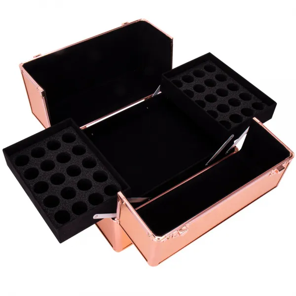 Kuferek kosmetyczny XL na lampę 36W total rose golden