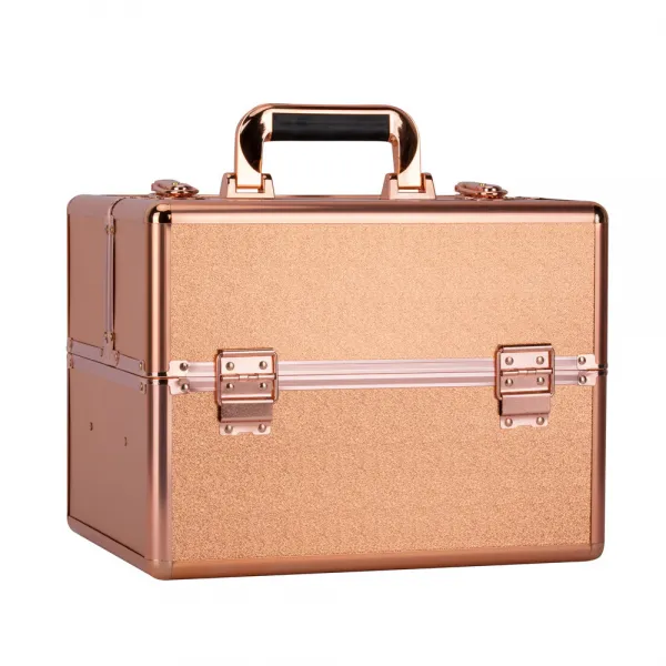 Kuferek kosmetyczny XL na lampę 36W total rose golden
