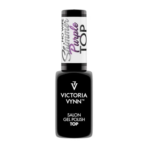 Victoria Vynn GEL POLISH Top Purple no wipe 8ml Top hybrydowy, brokatowy
