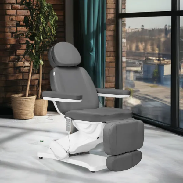 Elektryczny fotel kosmetyczny SILLON CLASSIC 4 silniki z kołyską szary