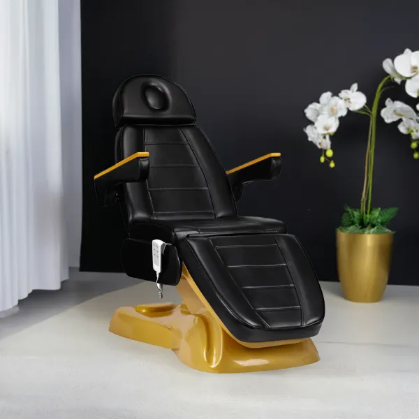 Fotel kosmetyczny elektryczny SILLON Lux 273b 3 silniki złoto czarny