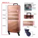 Kuferek kosmetyczny XXXL 4w1 walizka na kółkach obrotowych 360 stopni - Diamond 3D rose golden